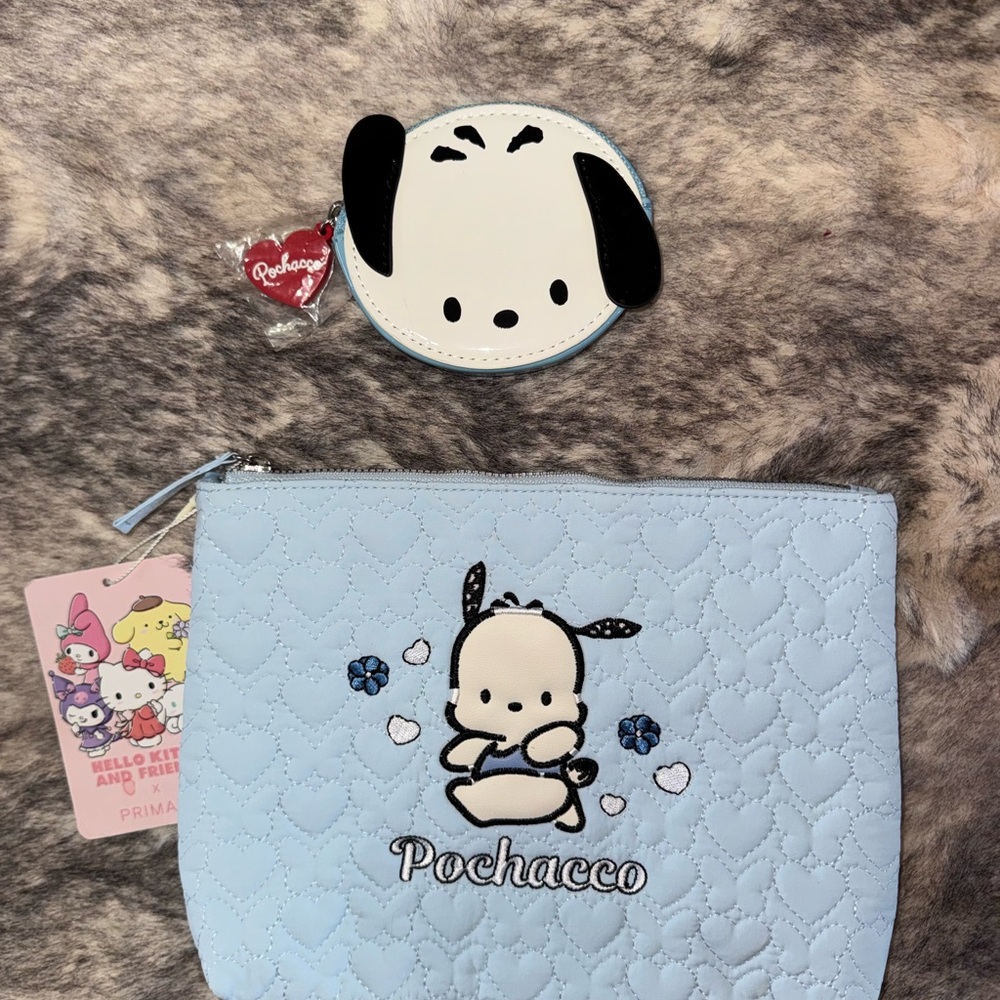Sanrio Pochacco Light Blue Quilted Kids Pouch with Coin Purse